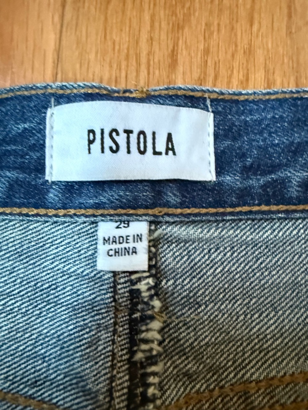 pistola Blue Denim Midi Skirt with Center Front Slit - Picture 6 of 7